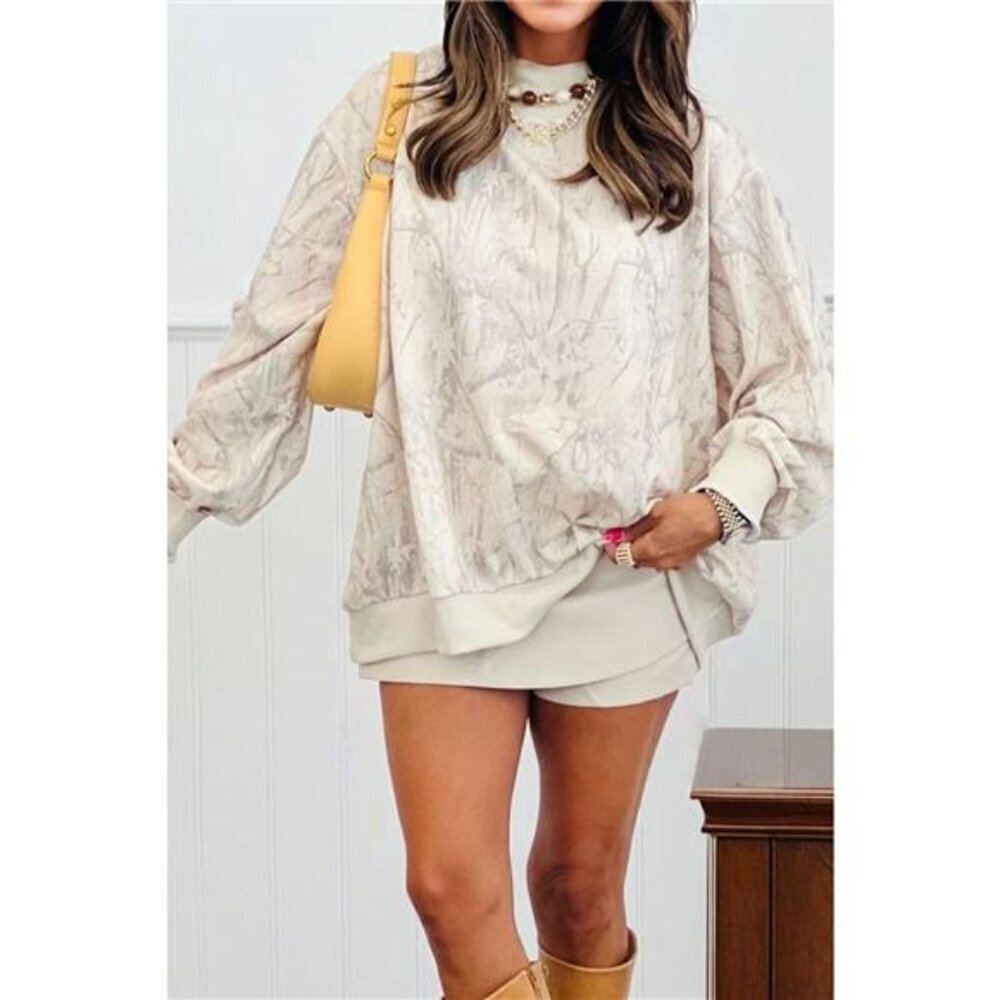Abstract Print Long Sleeve Oversized Sweatshirt